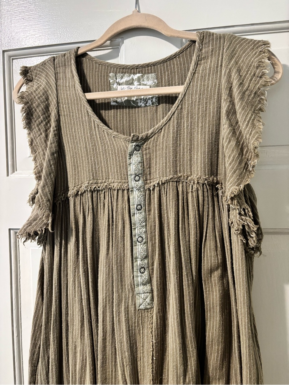 We The Free Army Green Striped Button-Front Dress - Picture 3 of 3